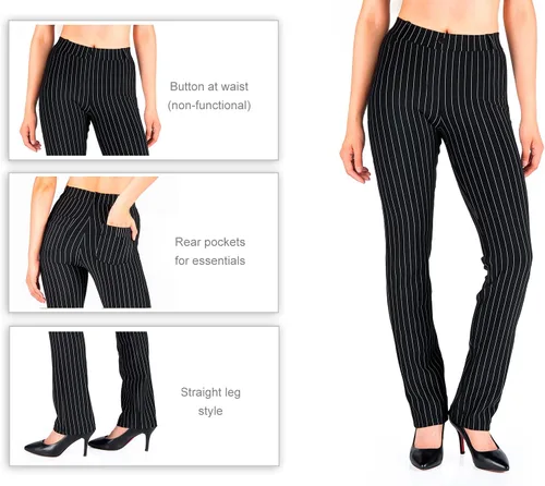 Miniatura 6 de Yogipace - Pantalones deportivos de yoga y de vestir para mujer, con trabillas para cinturón y pierna recta, disponibles en talla pequeña, regular