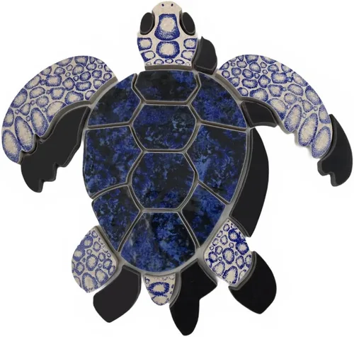 Miniatura 2 de Aquatic Custom Tile Blue Sea Turtle Group - Mosaico de piscina de porcelana
