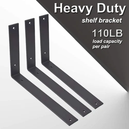 Miniatura 3 de Soportes para estantes de pared de 12 pulgadas, 4 soportes resistentes para estantes, soportes industriales rústicos de metal negro para estantes