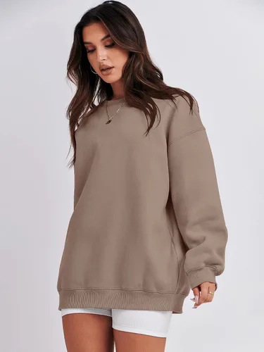 Miniatura 3 de ANRABESS Sudadera de gran tamaño para mujer, con cuello redondo, estilo Y2K, sudadera con capucha de forro polar, cómoda, camiseta informal, ropa