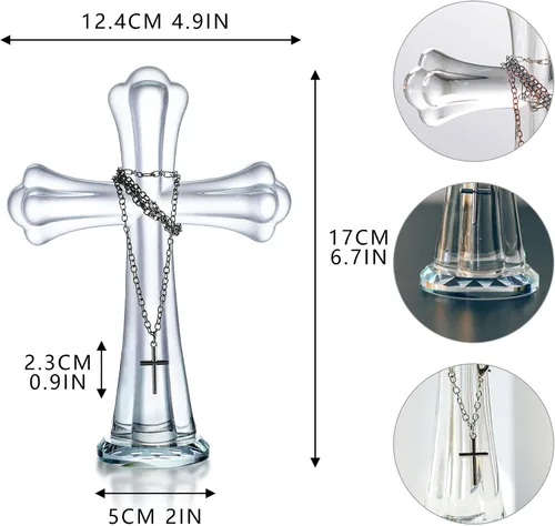 Miniatura 5 de H&D HYALINE & DORA Hecho a mano 5.5 pulgadas cristal cruz santa cruz coleccionable cruces irlandesas figurita para decoración de mesa del hogar