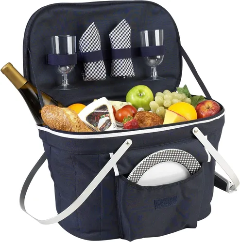 Miniatura 6 de Picnic at Ascot Cesta de picnic aislada plegable equipada con servicio para 2 - azul marino