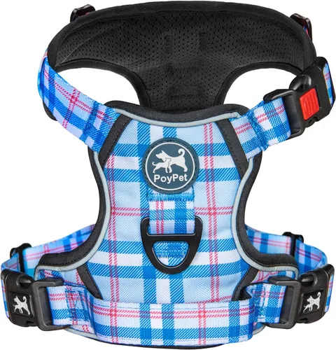 Miniatura 28 de PoyPet - Arnés para perro sin tirones, chaleco reflectante ajustable para mascotas con asa acolchada de fácil control para perros pequeños, medianos