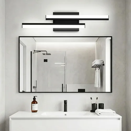 Miniatura 9 de Barra de luz LED para tocador de baño de 18 pulgadas, accesorio de iluminación sobre espejo de 18 W, 5000 K, barra de luz negra para tocador