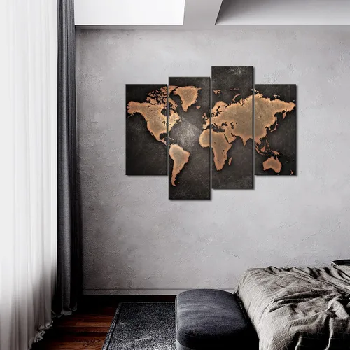 Miniatura 2 de Mapa general del mundo en fondo negro, arte para pared, pintura, foto, impresión en lienzo, imagen para decoración moderna del hogar