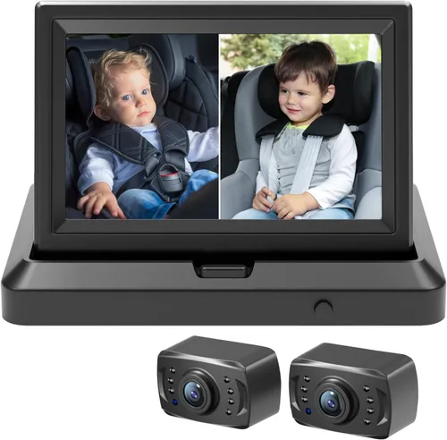 Miniatura 7 de Itomoro Espejo de coche para bebé, vista infantil en asiento trasero con amplia visión cristalina, USB fácil instalar monitor de coche de bebé 1080p