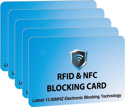 Miniatura 30 de SaiTech IT Paquete de 5 Tarjetas de Bloqueo RFID, Una Tarjeta Protege Toda la Billetera y Cartera, Protector de Tarjetas de Débito y Crédito