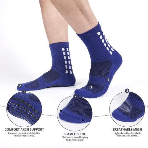 Miniatura 3 de 6 Pairs Grip Soccer Socks Colorful Non Slip Sports Football Basketball Hospital Yoga Socks for Men Women