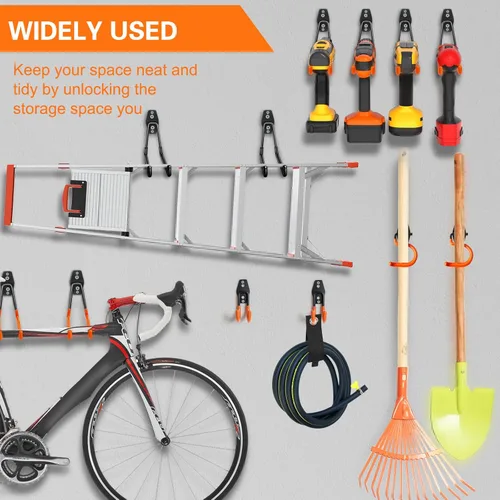 Miniatura 4 de HUPBIPY Paquete de 26 ganchos de garaje resistentes de acero utilitario con revestimiento antideslizante para montaje en pared, organizador