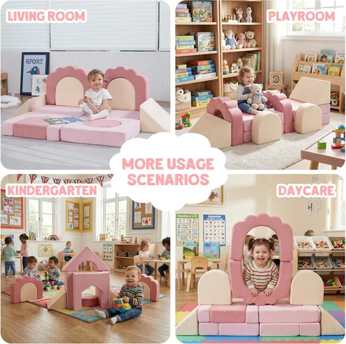 Miniatura 4 de 13 Piezas Bloques de Escalada de Espuma para Niños Pequeños Gimnasio de Juego Suave Floral para Bebés, Escaladores de Interior para Niños
