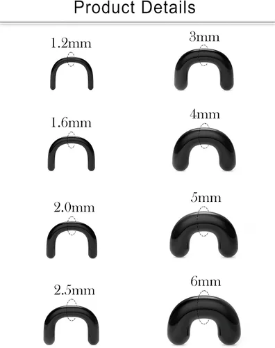 Miniatura 2 de Cisyozi 16G, 14G, 12G, 10G, 8G, 6G, 4G, 2G, kit de estiramiento de plástico hipoalergénico en forma de U, anillos de tabique para cirugía, trabajo
