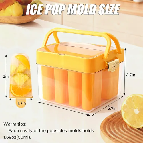 Miniatura 2 de Moldes para paletas con tapa y contenedor, 9 piezas, reutilizables, fáciles de liberar, moldes para paletas caseras, sin olor, sin bisfenol A 8