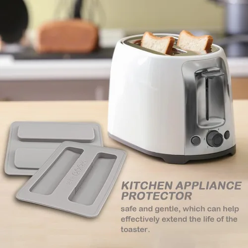 Miniatura 7 de 2 tapas de silicona para tostadora, cubierta de suciedad para tostadora, protector superior para máquina de pan, máquina de sándwich (gris)