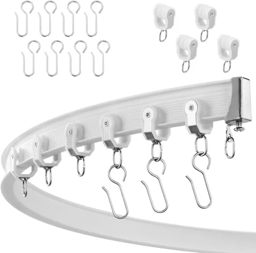 Riel de cortina de techo flexible y plegable, varilla curva con soporte de rodillos silenciosos, divisor de habitación, riel de techo para vehículos