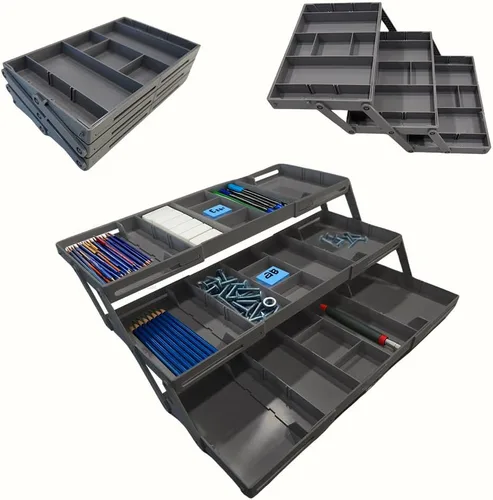 Organizador de cajones de 3 niveles, organizador inteligente de cajones de varios niveles para escritorio, organizador expandible para oficina, 3