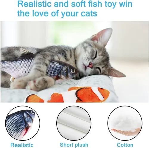 Miniatura 4 de Juguetes interactivos para gatos que flotan peces con hierba gatera, juguetes para gatos en movimiento para gatos de interior, paquete de 2, juguete