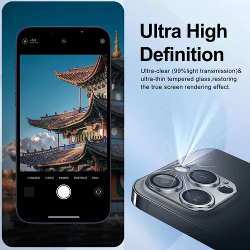 Miniatura 5 de T Tersely Paquete de 2 protectores de lente de cámara diseñados para iPhone 14 Pro/iPhone 14 Pro Max, protector de cámara de metal de aleación