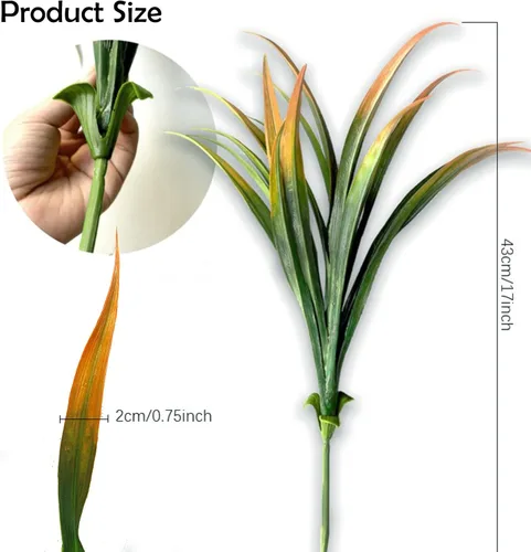 Miniatura 6 de 8 piezas flores artificiales de otoño para decoración al aire libre, plantas artificiales de otoño para exteriores, hierba amarilla artificial