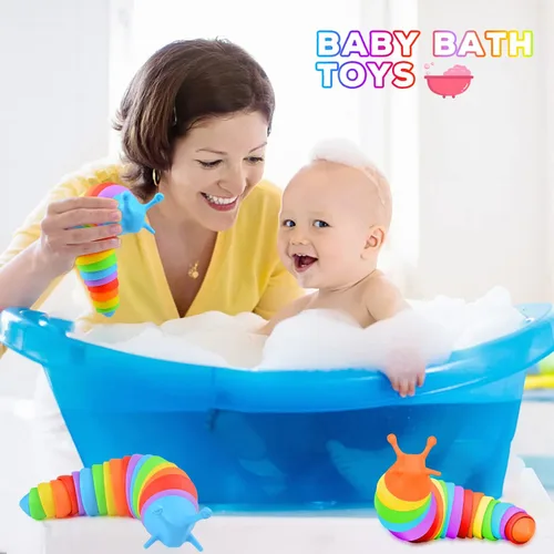 Miniatura 7 de Cevioce Juguete Fidget de Babosa, Juguete Sensorial Fidget de Babosa para Niños y Adultos, 2 Piezas de Lindos Juguetes Sensoriales Articulados en 3D