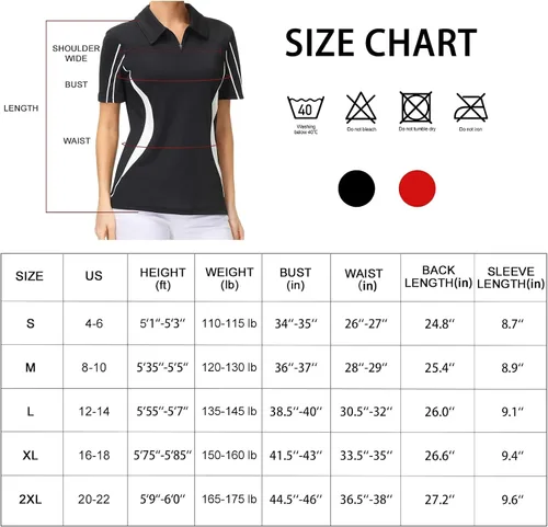 Miniatura 6 de JACK SMITH Women Golf Polo Shirts Zipper Moisture Wicking Tennis Shirts Short Sleeve Slim Fit Sport Active Tops S-XXL