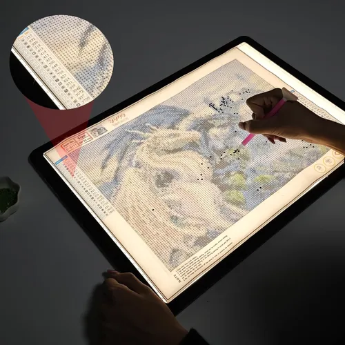 Miniatura 4 de YINGWOND Almohadilla de luz recargable A3 para pintura de diamantes con batería de 4000 mAh, botones físicos laterales, tablero de luz de arte