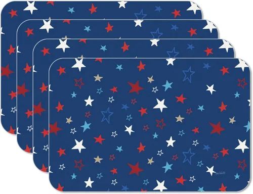 Miniatura 17 de CounterArt Americana Style - Juego de 4 manteles individuales reversibles de plástico flexible de fácil cuidado, fabricados en los Estados Unidos
