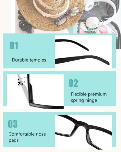 Miniatura 3 de Yexiya Paquete de 24 lentes de lectura tradicionales ajustables a granel, con bisagra de resorte, sin receta para hombres y mujeres