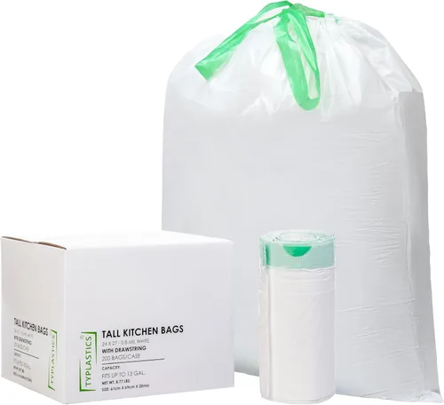 Miniatura 5 de TYPLASTICS Bolsas de basura altas con cordón para cocina, 13 galones (200 unidades)