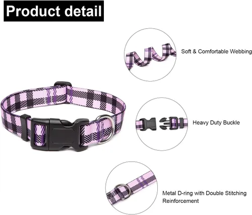 Miniatura 113 de Mercano Collar ajustable para perro, patrones de diseño especial, nailon suave, cómodo y resistente, collar para mascotas para perros pequeños