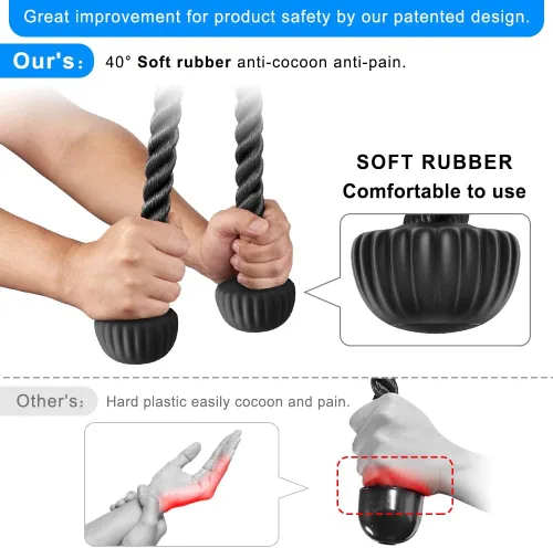 Miniatura 3 de SELEWARE Accesorios de máquinas de cable de barra recta giratoria para gimnasio, barra de tracción barra de presión con mango de goma Cuerda