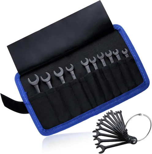 Miniatura 10 de Juego de mini llaves SAE, 10 piezas, acabado cromado resistente al óxido, ideal para automóviles, industriales, hogar, pasatiempos, color plateado