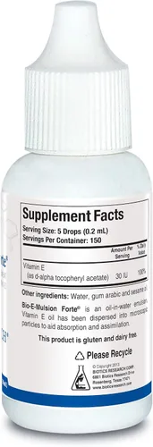 Miniatura 2 de Biotics Research Bio E Mulsion Forte - 1 onza líquida, 1.0 fl oz de vitamina E 30 UI/5 gotas, emulsionada, apoya la función celular, potente