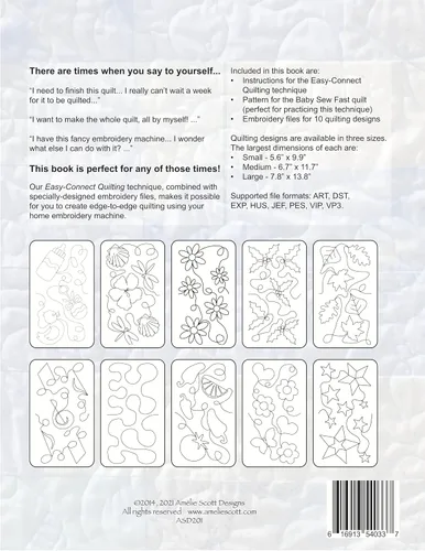 Miniatura 2 de Amelie Scott Designs 616913540337 Acolchado de bordes en su máquina de bordar