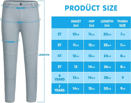 Miniatura 6 de Mivei Pantalones de béisbol para niños de 2 a 7 años, pantalones de béisbol para niños pequeños, pantalones de sóftbol con bolsillos UPF50+