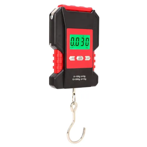 Miniatura 3 de Escala colgante digital de 0.0-110.2 lbs Mini grúa de mano con pantalla LED Escala de peso de pescado con gancho en forma de S para transporte
