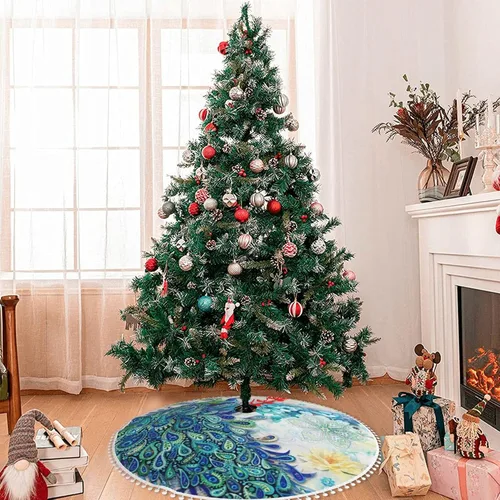 Miniatura 7 de A Brood of Chickens - Falda de árbol de Navidad de 30 pulgadas con borde de cuadros búfalo rojos y negros, decoración para Feliz Navidad, casa