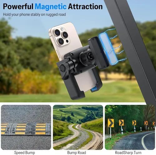 Miniatura 3 de OMOTON Soporte de teléfono para carrito de golf, soporte magnético para teléfono con bloqueo de seguridad y ajustable en 360°, organizador