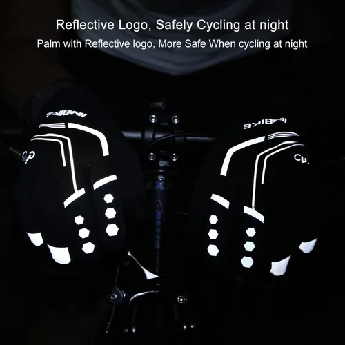 Miniatura 6 de INBIKE Guantes de ciclismo para hombres invierno a prueba de viento reflexivo almohadillas de gel térmico pantalla táctil