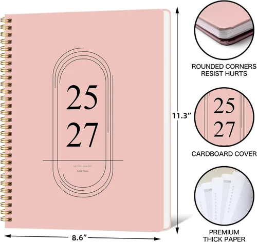 Miniatura 5 de Agenda mensual 2025-2027, agenda de 24 meses, calendario 2025-2027, julio 2025 a junio 2027, cubierta de cartón duro A4-8.6 x 11.3 pulgadas