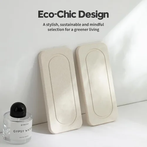 Miniatura 7 de Paquete de 2 bandejas de fregadero de piedra de diatomita, tapete de grifo absorbente de agua para encimera de cocina y baño, jabonera decorativa