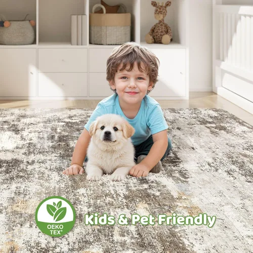 Miniatura 147 de Alfombra de pasillo lavable para cocina: 3 x 10 pies, antideslizante, abstracto, suave, moderno, resistente a las manchas, para interiores, piso