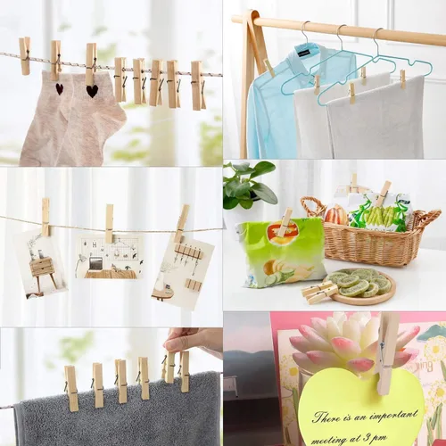 Miniatura 2 de 100 pinzas de madera para ropa de 3 pulgadas, clips de madera resistentes para colgar ropa, fotos al aire libre Madera-100 piezas-3 pulgadas