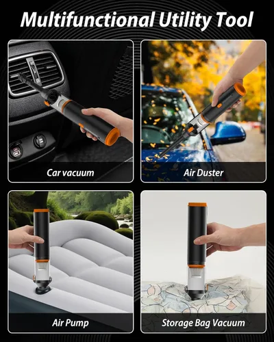 Miniatura 4 de Aspiradora de coche de 19000 Pa potente succión, aspiradora de mano inalámbrica y plumero de aire, mini aspiradora portátil recargable