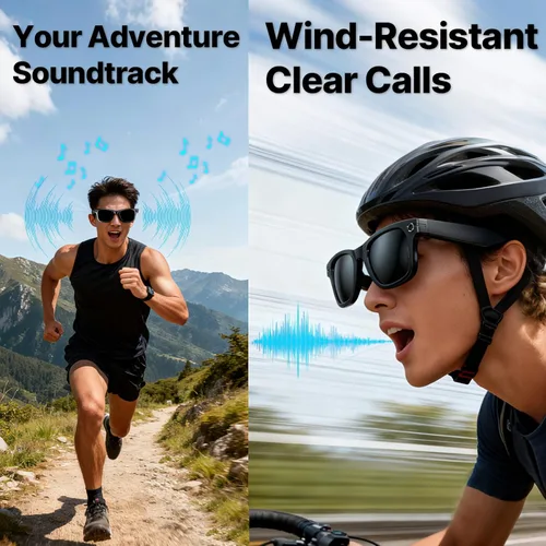 Miniatura 8 de Lentes inteligentes AI con cámara, 8MP estabilizado 1200P HD grabación de video HD, UV400 gafas de sol deportivas al aire libre con audio Bluetooth
