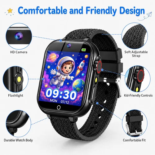 Miniatura 8 de wepfum Reloj inteligente para niños y niñas de 3 a 12 años, reloj inteligente con 39 juegos, pantalla táctil HD, grabadora de video con cámara