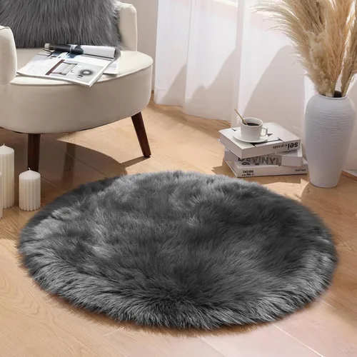 Miniatura 37 de Ashler Home Deco - Tapete de pelo sintético de oveja, mullido, suave, de 2 x 3 pies, lavable a máquina, dormitorio, habitación de los niños, sala