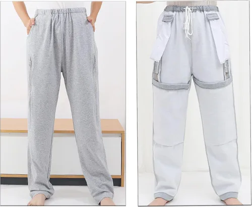 Miniatura 9 de Pantalones de catéter, pantalones con soporte para bolsa de orina para hombres y mujeres, pantalones de cuidado de la incontinencia de doble