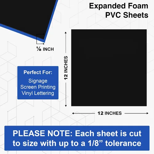 Miniatura 2 de Hoja de PVC expandido de Duco USA, de 1/8" de grosor - Paquete de 8 de 12 x 12" de tablero de espuma de celda cerrada negro mate - Lámina