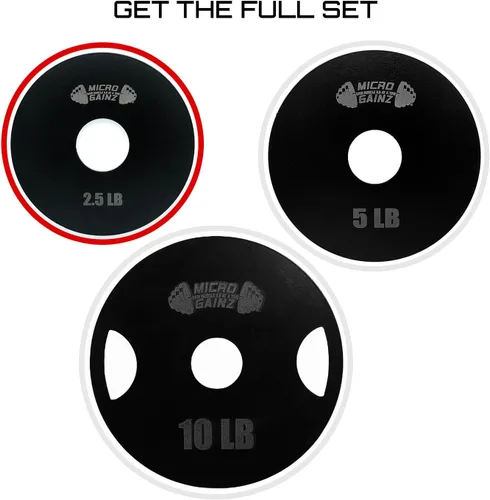 Miniatura 4 de Micro Gainz - Juego de 2 platos de pesas olímpicas de acero, 2.5 libras, 5 libras o 10 libras, juego de platos diseñado para entrenamiento de fuerza