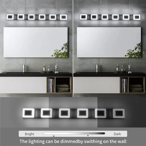 Miniatura 4 de 6 luces LED de baño sobre espejo negro acrílico moderno luces de tocador regulables luz de pared baño tocador accesorios